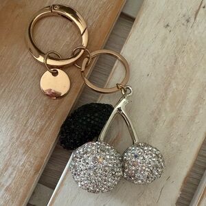 Gold and Silver Cherry Keychain